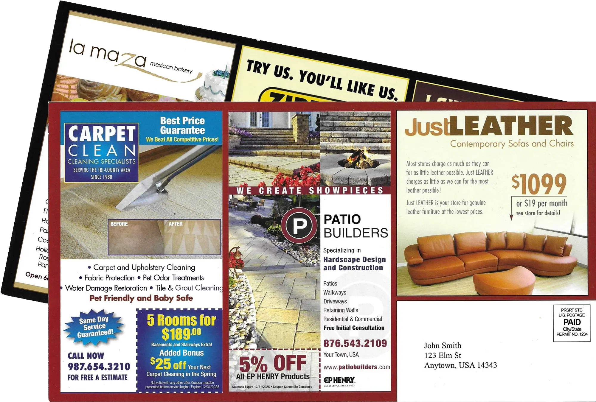 Postcards neatly arranged